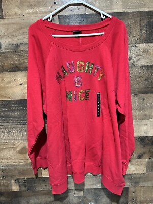 Torrid 4 NWT Red Sweater Pullover 4X Nice and Naughty