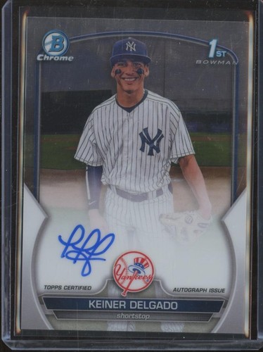 2023 Bowman Chrome KEINER DELGADO RC Rookie 1st Prospect Auto Yankees TJ1 - Picture 1 of 2