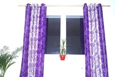 Extravagant Indian curtains with 8 silver eyelets in purple - 260 x 125 cm HxW