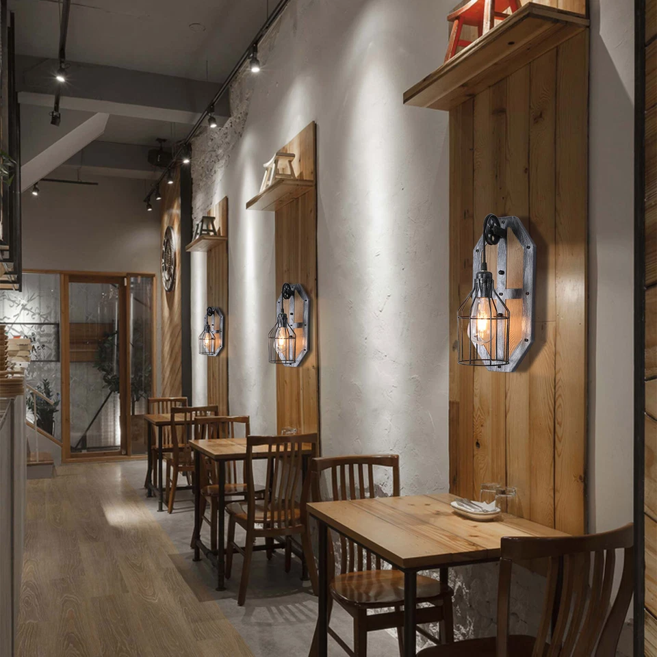 Farmhouse Wall Light Fixture Sconce Vintage Industrial Rustic Metal Wall Lamp US - Image 4 of 4