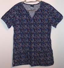 BARCO Dark Blue Squares Scrub Top Size XS