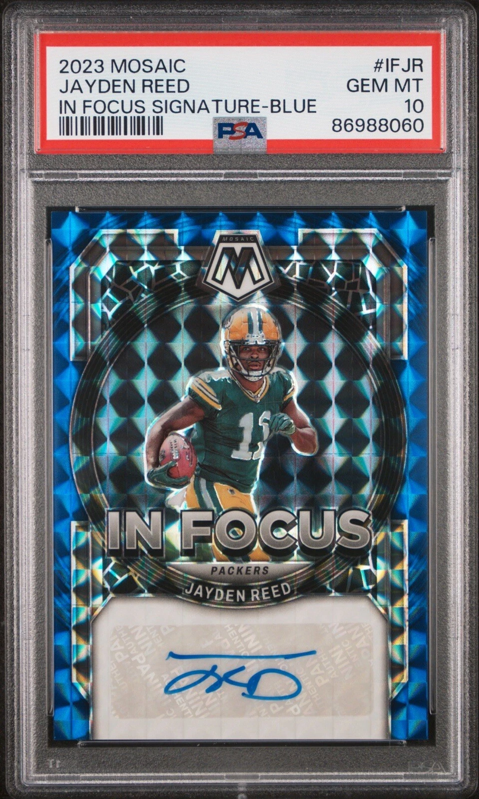 Jayden Reed Panini Mosaic in Focus Signature #IFJR Blue