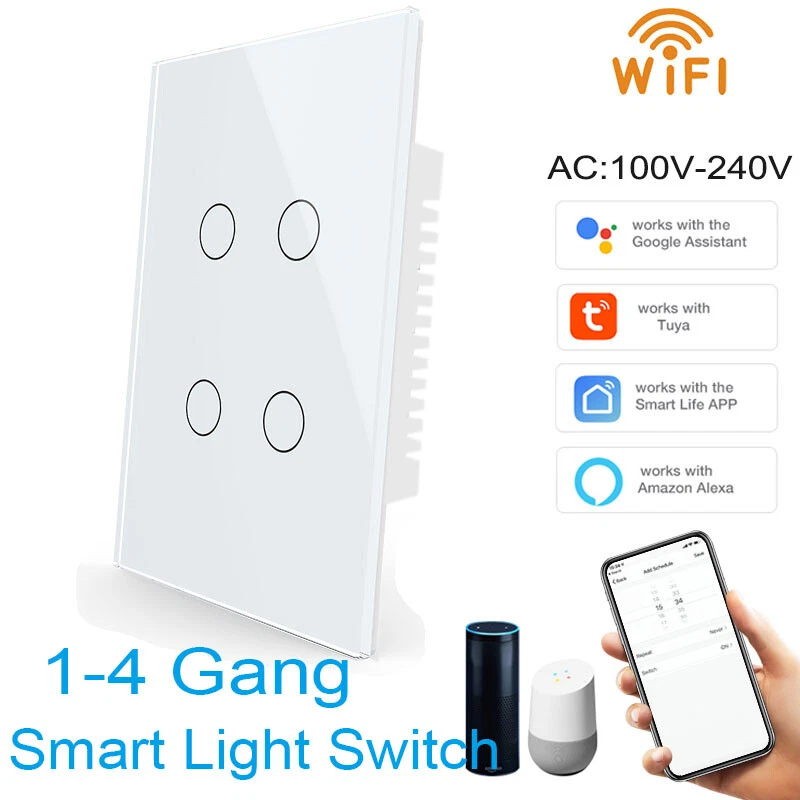 Wifi Smart Switch Wire Install Wall Touch Light Switch For Alexa Google Home