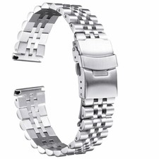 14 16 18 20 22 24 26mm Curved/Flat End Stainless Steel Strap Watch Band Bracelet