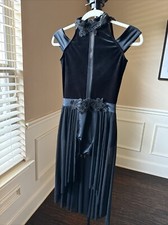 Weissman Black Velour Mesh Costume Performance Dance Girls