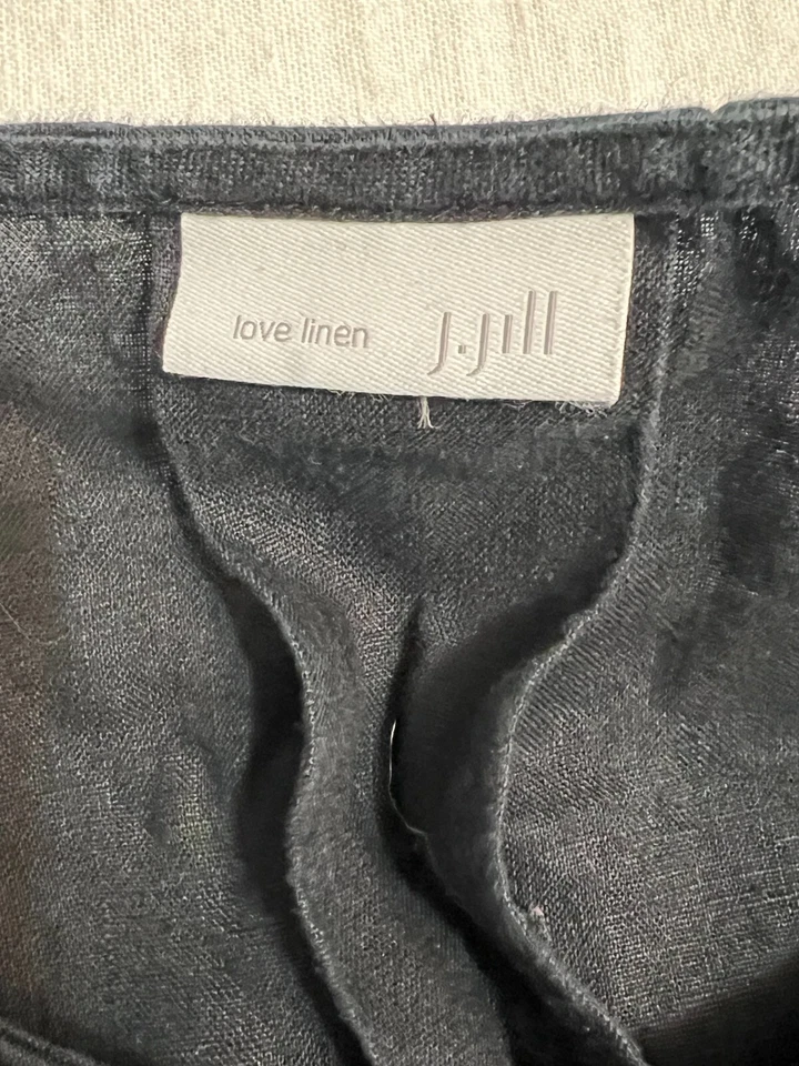 Maxi Vestido J. Jill Love Lino Negro Talla Pequeña Sin Mangas Bolsillos Vestido de Verano Foto 4 de 4