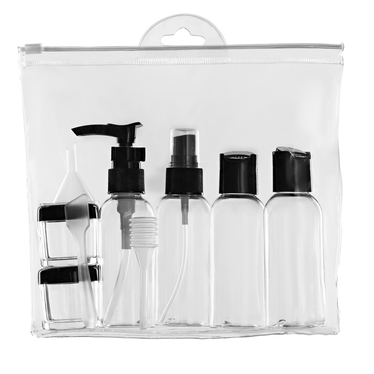 9 Piece Clear Travel Bottle Set Holiday Airport Regulated Plane