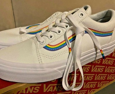 Vans Old Skool Rainbow Skate Shoe White 