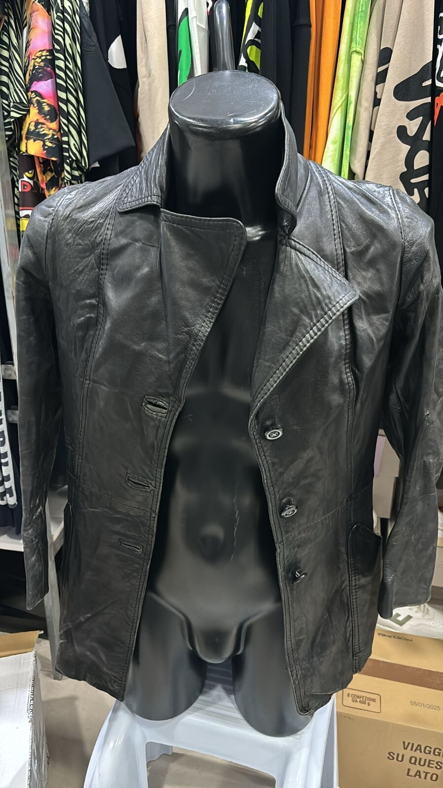Vintage Black Leather Jacket for Women Size L - LLD460