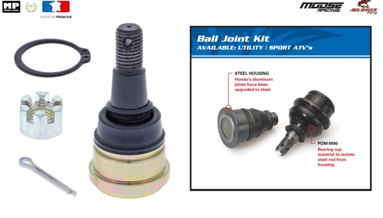 Rotule triangle Polaris Predator 500 kit reconditionnement suspension avant quad