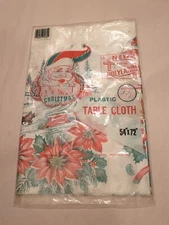 Vintage Carnation Plastics 54"x72" Plastic Christmas Tablecloths, MINT