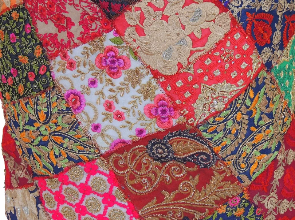 Bohemian Round Pouf Footstool Cover Embroidered Floor Seat Ottoman Slipcover 18" - Image 4 of 4