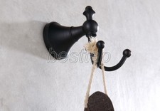 Oil Rubbed Bronze Bathroom Double Robe Coat Hat Towel Hanger Hook Holder sba857