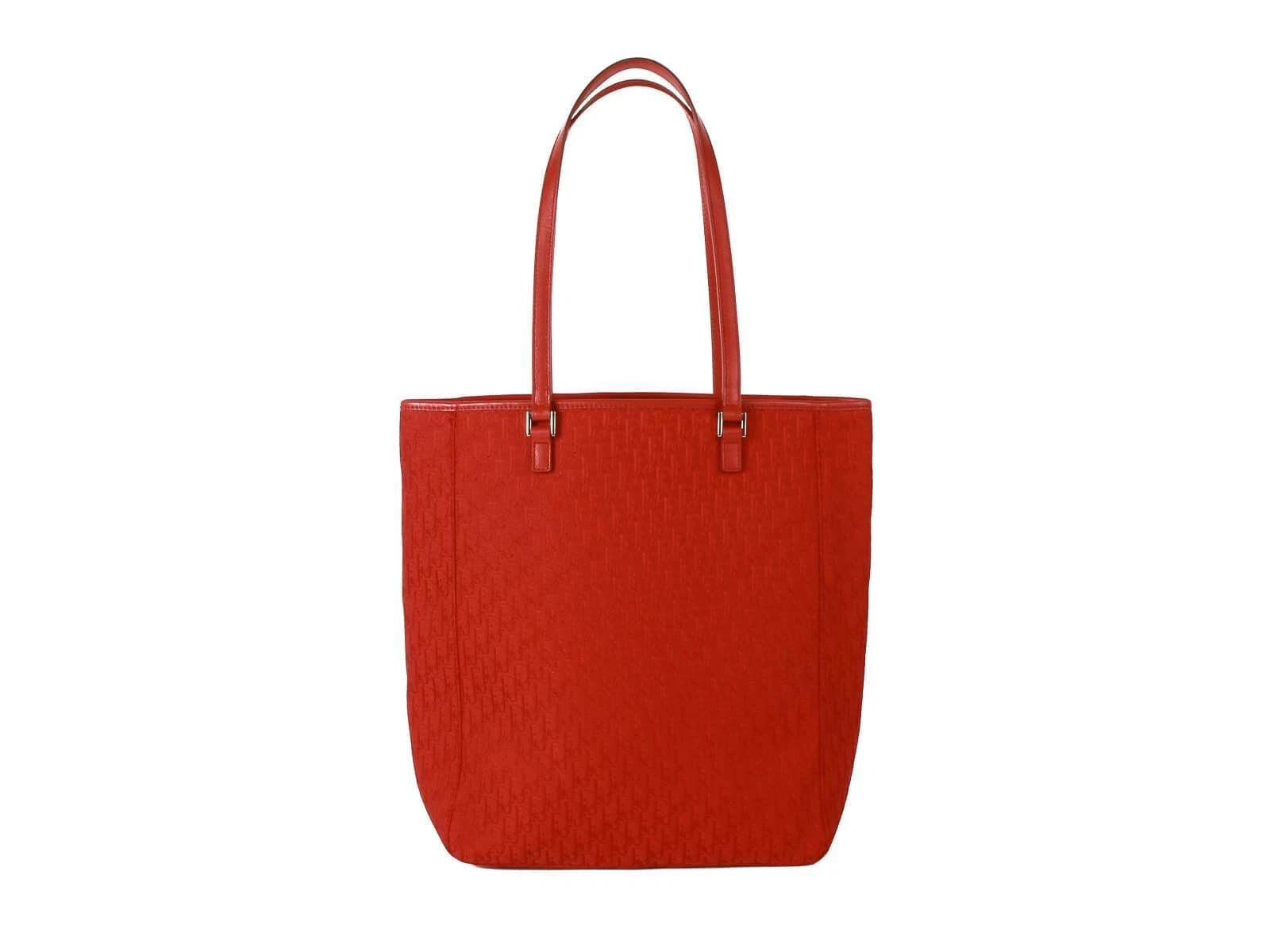 Sac fourre tout en toile monogramme rouge authentique Christian Dior