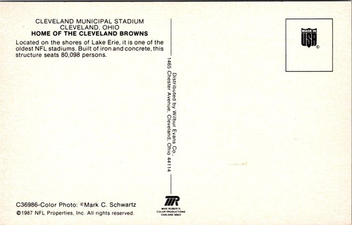 NFL Cleveland Browns Football Stadium Ohio 1987 Lake Erie Postcard - Picture 2 of 2