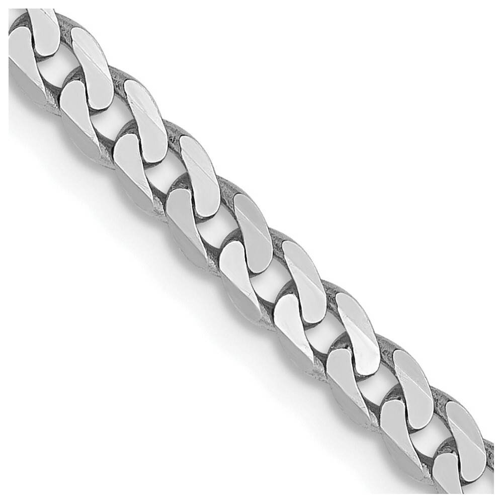 Real 14kt White Gold 2.9mm Flat Beveled Curb Chain; 20 inch; Lobster Clasp