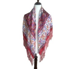 Floral Colorful Bohemian Flower Piano Shawl Wrap Head Wrap Scarf Fringe Tassel