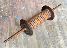 RARE OLD VINTAGE WOOD SPOOL FLYING KITE THREAD STRING HOLDER SPINDLE LARGE 2 FIT