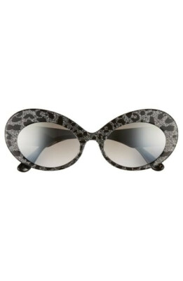 Dolce & Gabbana Oval Cat Eye Sunglasses Black Leopard 55MM  display picture 3