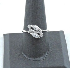 Sterling Silver .70 cttw Marquise And Round Cubic Zirconia Ring