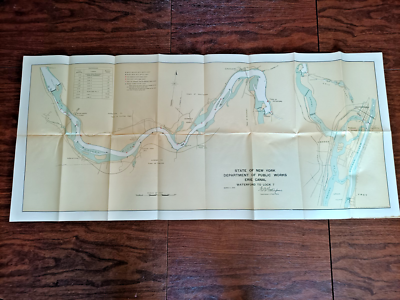 #ad #ad 1915 Map New York Department of Public Works Erie Canal Waterford lock 7 39x17 $19.50