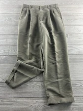 PERRY ELLIS Men's  Pleated Cuffed Pants Gray Size 33X32 Dress Pants