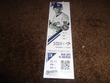 BREWERS~2017 TICKET STUB 5/23/17 VS BLUE JAYS~Anthony Alford FIRST MLB HIT