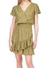 MICHAEL KORS Women's Green Short Sleeve Above The Knee Tulip Dress Petites PL
