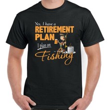Fishing T-Shirt Retirement Plan Mens Funny Angling Fisherman Angler Fish Sea Rod
