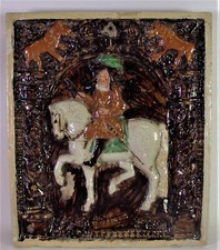 - große antikisierende WANDKERAMIK - OFENKACHEL - attr. Franz Reither Landshut