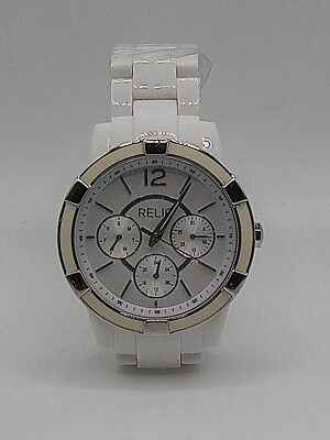 Relic Fossil Womens White Quartz Metal Dress Watch Model Number ZR15699 Untested