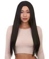 Adult Long Straight Black Witch Wig Ghostly Cosplay Halloween Party Hair HW-312A