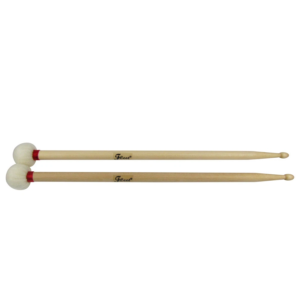 1 Pair Double End Felt Head 5A Wood Tip Mallets Drum Sticks for