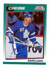 Craig Berube autographed hockey card (Toronto Maple Leafs) 1991 Score #28T