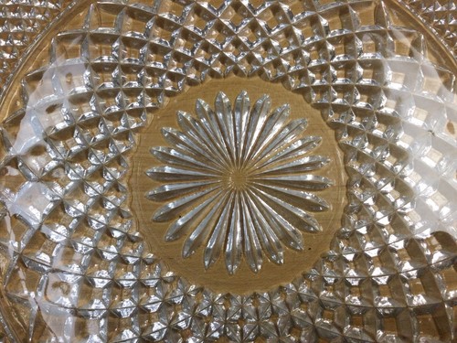 LARGE 14" Wide Wexford Patterned Glass Round Serving Tray - Platter - Picture 5 of 5