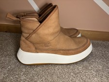 Fitflop F-Mode Tan Brown Suede Ankle Flatform Bootie Boots UK 6 EU 39