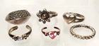Lot Vintage 925 Sterling Silver Rings 6 pcs. Rhinestone Marcasite Crystal