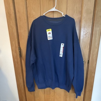 Fruit of the Loom Men's 2XL Blue Pullover Sweater Crew Neck Dual Defense