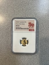 2026-P Australia $5 Year of the Horse 1/20 oz .9999 Gold NGC MS69 Lunar 5999.80 per troy oz