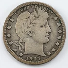 1907 Barber Quarter Silver 25c