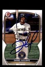 Signed Baseball Card Auto Daniel Guilarte 2023 Bowman #BP-21 Milwaukee Brewers