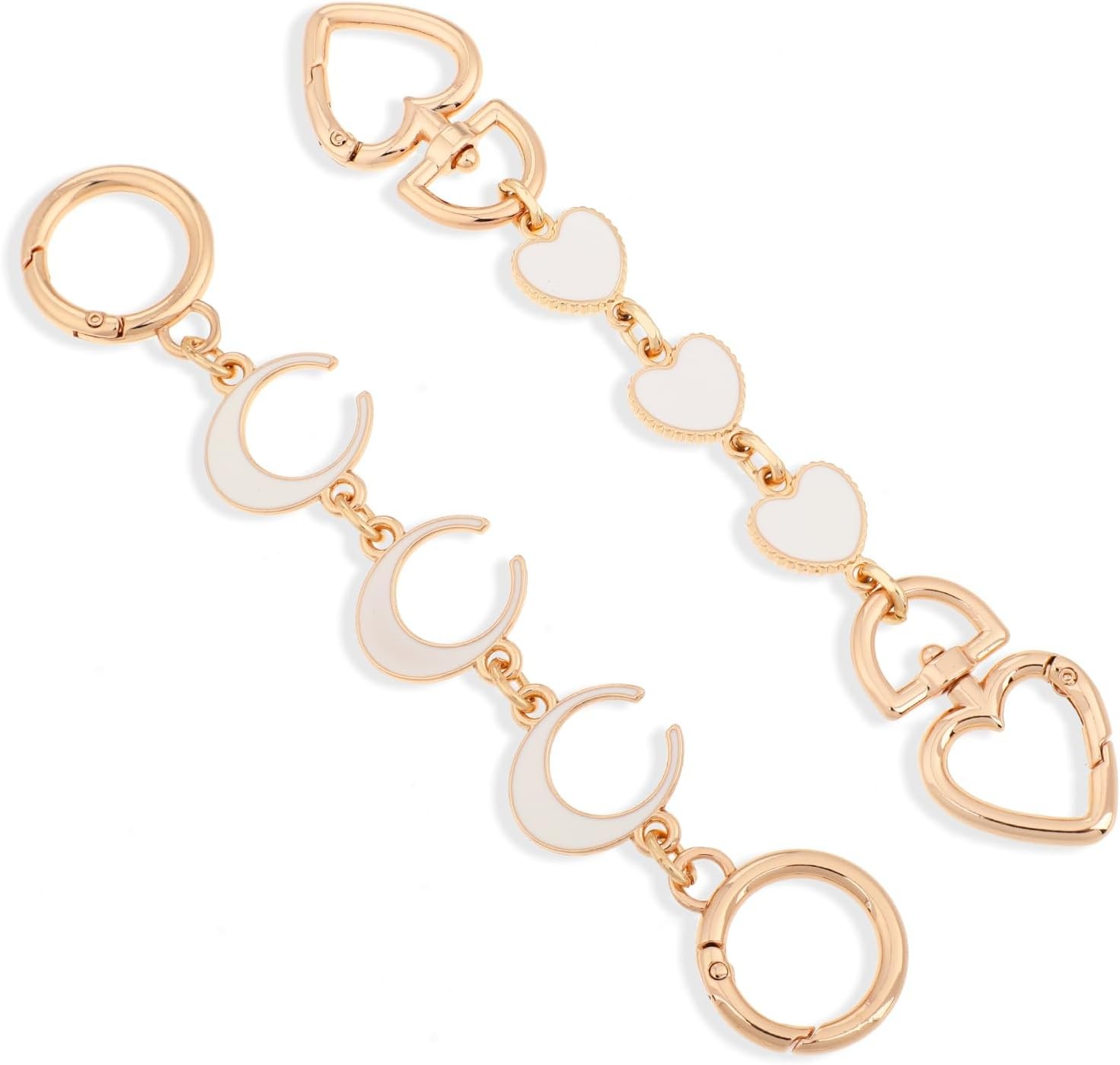 2pcs Bag Extender Chain Purse Strap Extenders for Handbags, Heart & white 