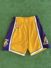 100 Authentic Los Angeles Lakers Mitchell And Ness Swingman Shorts Size Medium
