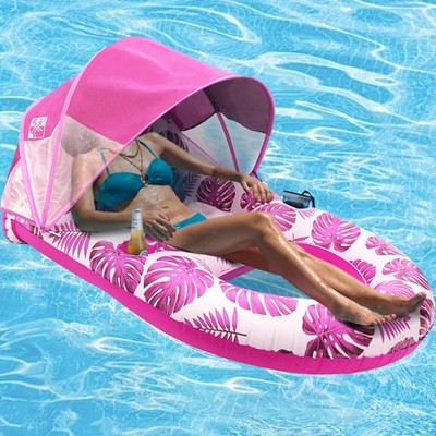 Pool Lounge Float with Canopy UPF50+,Extra Large Pool Floats for Adults Heavy...