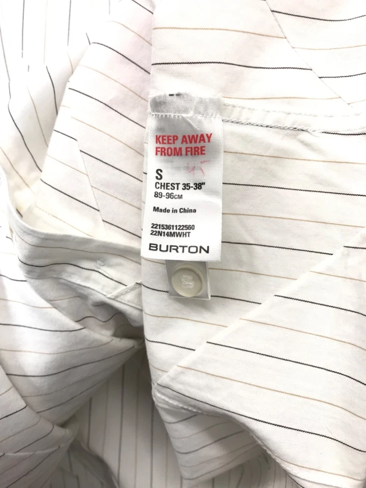 Burton Shirt Button Down Striped Short Sleeve Cotton Casual Men’s S 35-38 - Image 4 of 4