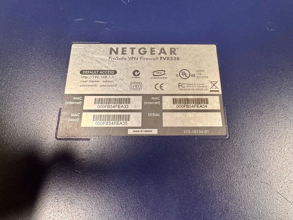 Router cableado Netgear FVX538 8 puertos 10 megabits (FVX538NA) con cable de alimentación A+++ Foto 3 de 3