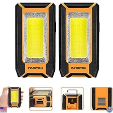 2-Pack 40W LED Rechargeable Magnetic Work Lights - 1500 Lumens, 3 Modes, Hook