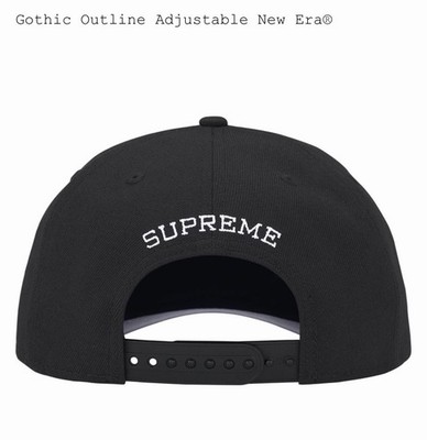 New Era Supreme Gothic Outline Adjustable Snapback Baseball Cap, Black