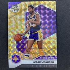 Magic Johnson 2020-21 Panini Mosaic Reactive Yellow Prizm #288 LA Lakers