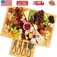 Bamboo Set - Cheese Platter & Serving Tray & Serving Utensils - Perfect House...